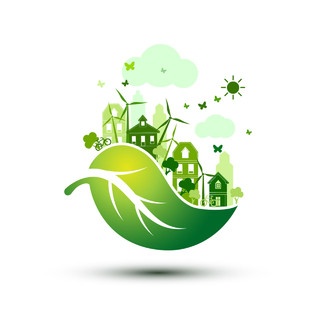 简约绿色城市环保世界地球日免抠矢量素材